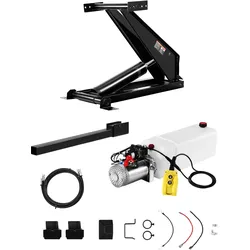 VEVOR Hydraulisches Kipplift Kit 10 t Kippanhänger Hydraulisches Scherenhebe-Kit Standard-Kit, Kippbett-Kit mit 12-V-Hydraulikpumpeneinheit geeignet für Kippanhänger mit Scherenhebebühne