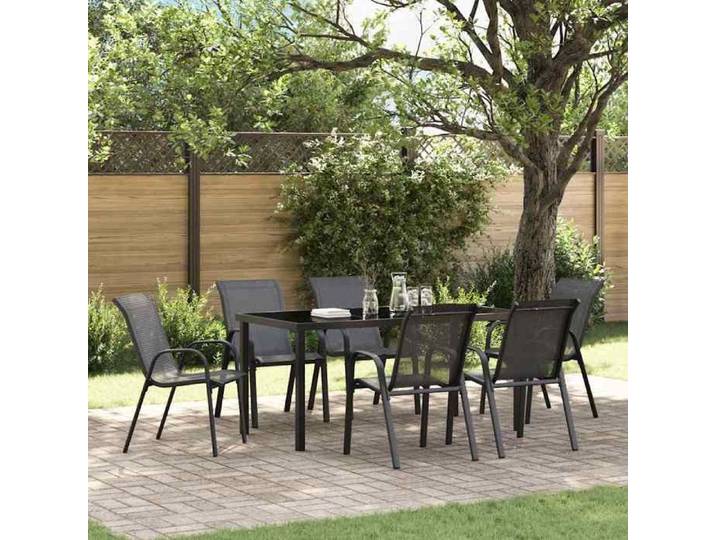 Chaises empilables de jardin 6 pcs Noir Tissu textilène 318783