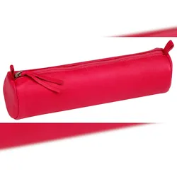 Clairefontaine 8x Runde Schlampermäppchen, gefärbtes Leder, Ø 5,5x22 cm, Sortierung Dunkle Farben - 410193C