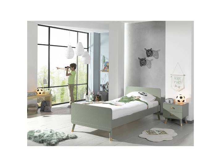 Einzelbett 90 x 200cm Grün/Olivgrün