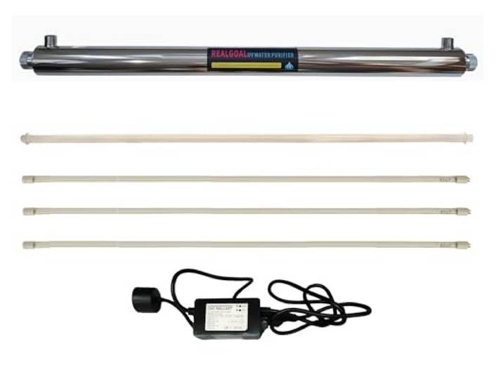 Realgoal 12GPM UV-Wasserfilter 55W Wasserreiniger, mit zusatzlichen 2 Lampen,UV-Wasserfilter fur die Reinigung des ganzen Hauses