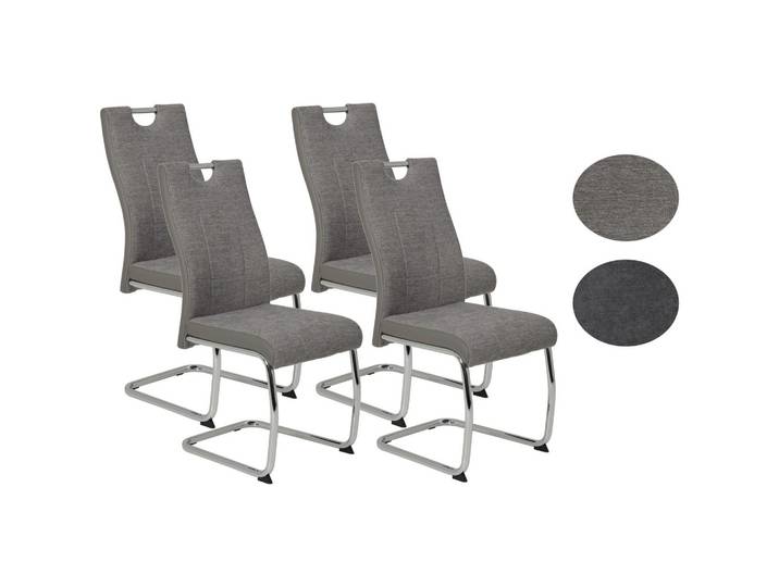 Schwingstuhl Alina 4er-Set Grau Webstoff