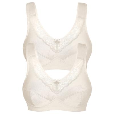 Entlastungs-BH SUSA "2er Pack Entlastungs BH ohne Bügel Basic", Damen, Gr. 80, Cup E, beige (puder puder), Obermaterial: 55% Polyamid PA. 39% Baumwolle CO. 6% Elasthan EL., BHs Entlastungs-BH