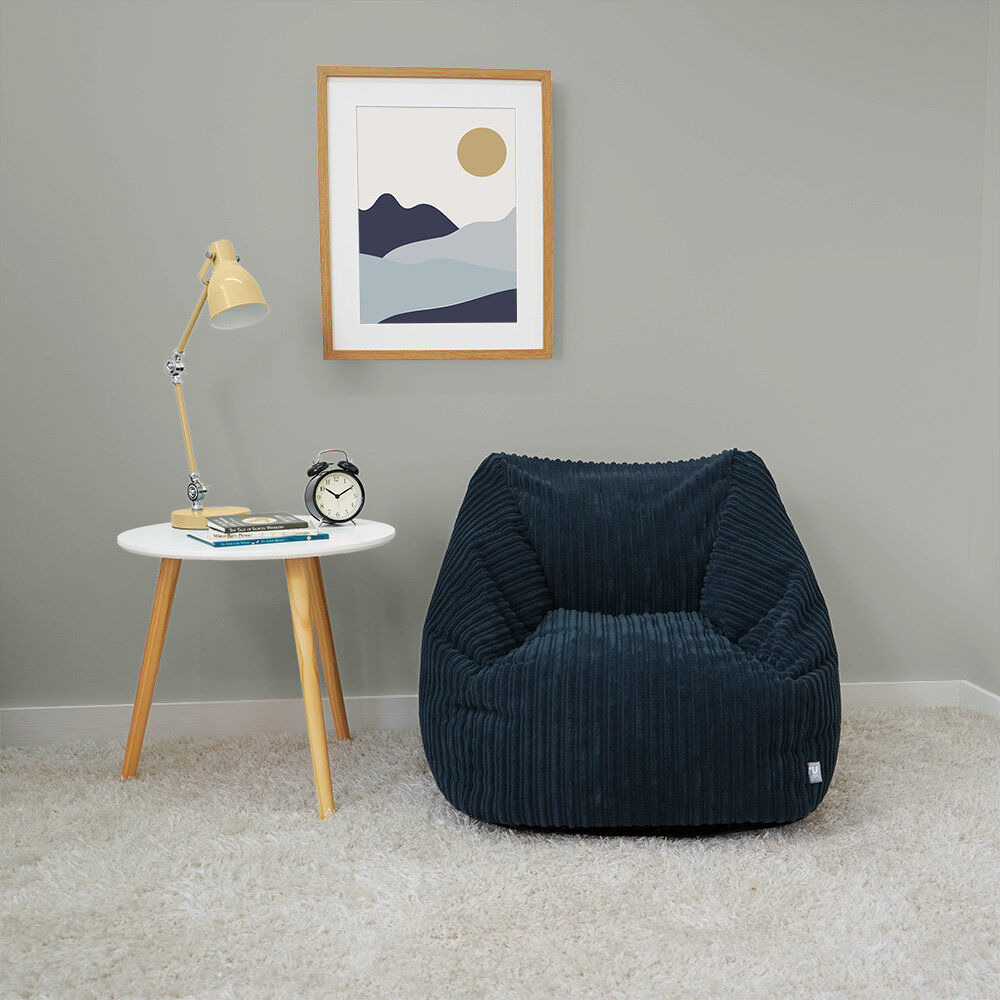 Latitude Run rucomfy Beanbags Big Kids Snuggle Chair - Large Corduroy Armchair for Kids & Teenagers - Home Furniture Living Room or Bedroom Seating - Machine Washa Navy 152.4cm H x 165.1cm W x 139.7cm D