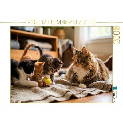 CALVENDO Puzzle Kätzchen spielen mit dem Ball | 2000 Teile Lege-Größe 90x67cm Foto-Puzzle für glückliche Stunden