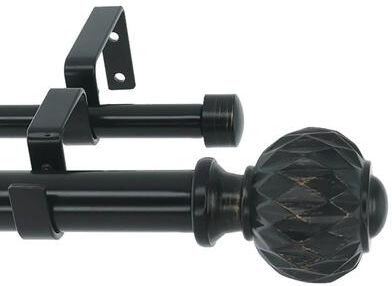 Meriville 1-Inch Diameter Double Window Curtain Rod, Castani Finial