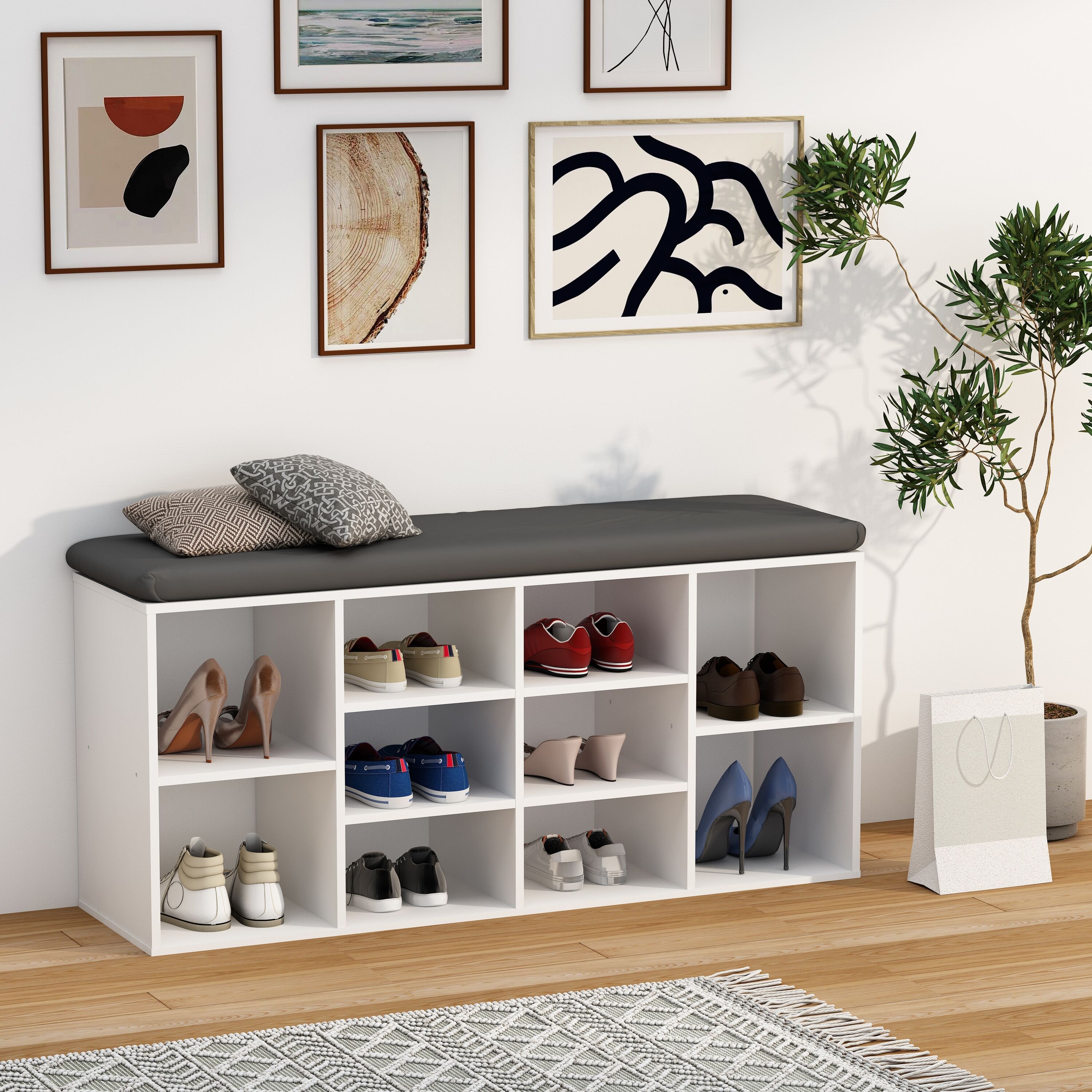 Schuhregal VCM "Holz Regal Schuhschrank Schuhregal Hinsol S", weiß, B:104cm T:30cm, Regale, Schuhregal