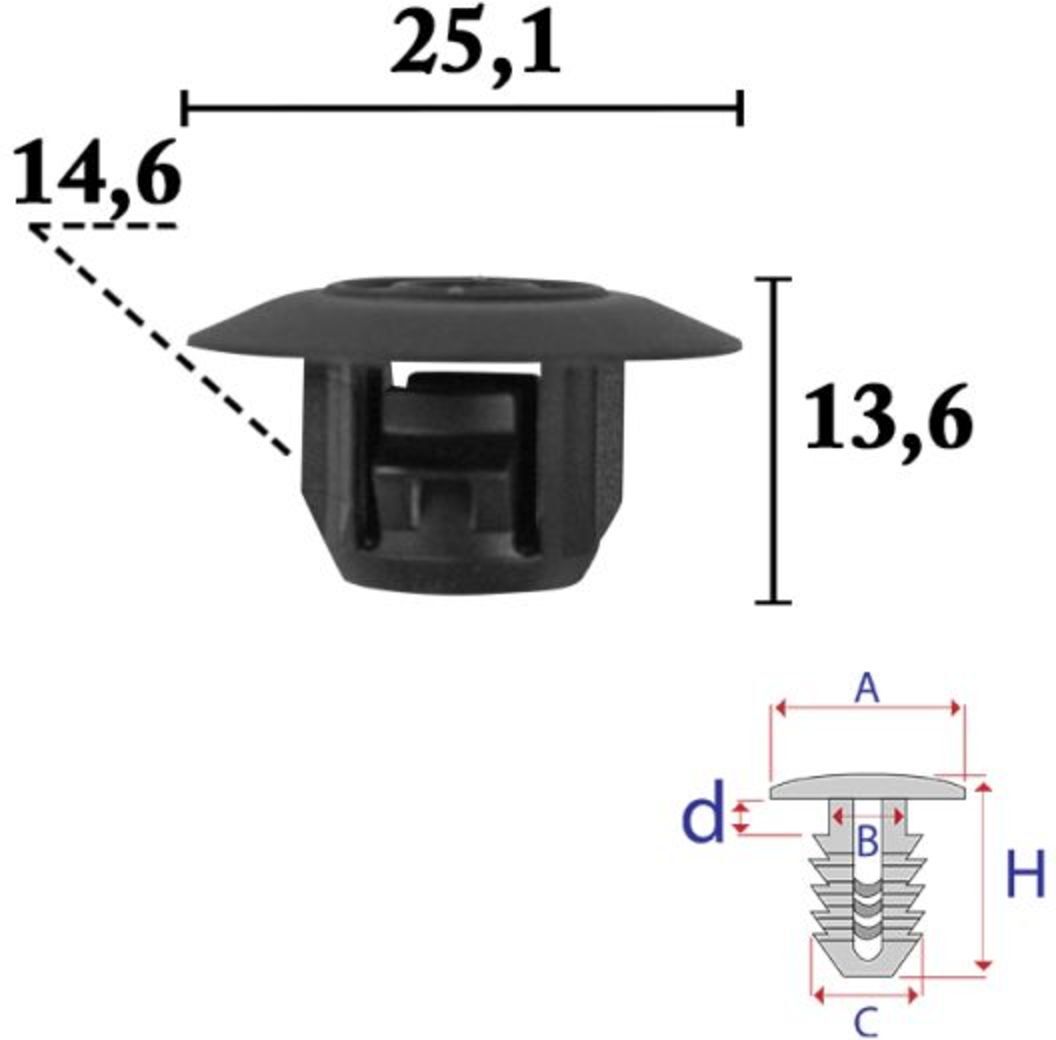 Clip zur Befestigung von Verkleidungen ROMIX ROM C70688