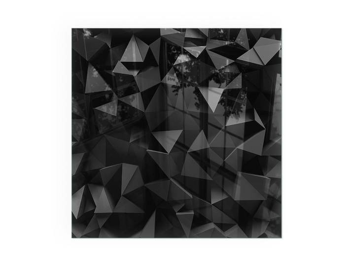 Tulup Kaminbodenplatte 50x50 cm - Dreidimensionale Geometrie, Schwarz, Glas, Quadratisch, 50x50x0.4 cm, Elektrogeräte, Heizgeräte, Elektrokamine