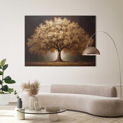 Bäume 1 Stk. tlg. Wohnzimmer - Gold - MDF - Wald - 140x100 cm
