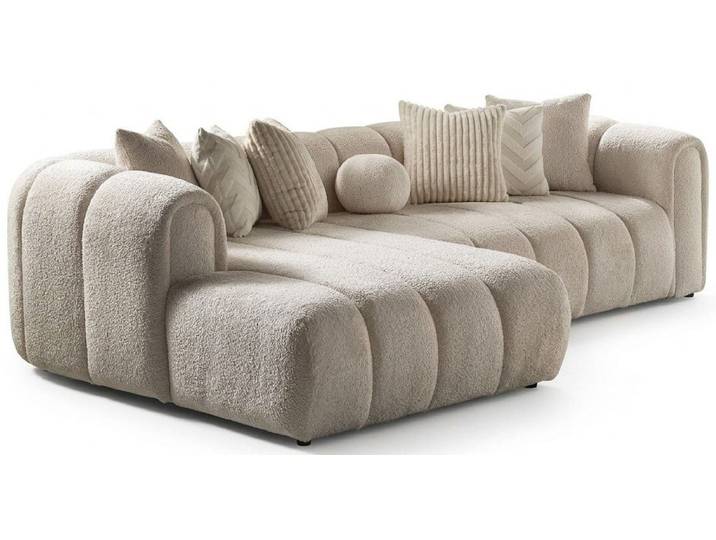 Xlmoebel Ecksofa Ecksofa L Form Beige Stoffbezug Modern Wohnzimmer komfortabel, 3 Teile