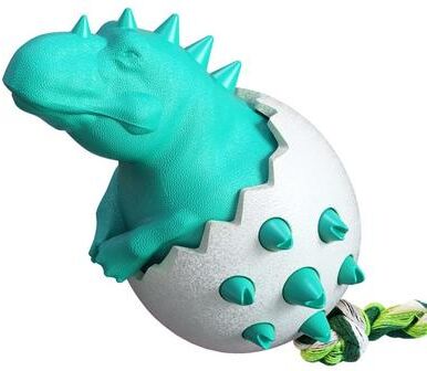 Inspired Deals Dinosaur Egg Dog Dental Chew Toy With Rope For Teeth Cleaning And Tough Chewers lake Blue