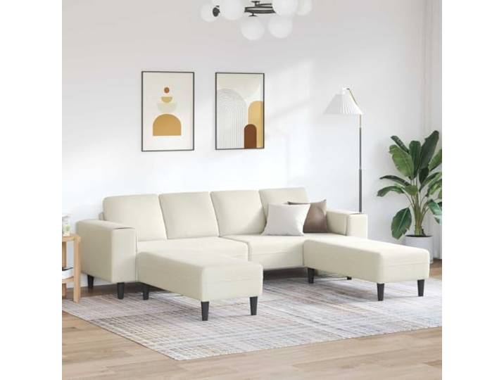 ZQQLVOO 3er Sofa Creme Wohnzimmer Polyesterbezug, Sperrholzkorpus, Schaumstoffkissen, Schwarze Beine, Pflegeleicht
