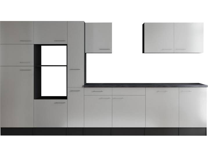 Küchenzeile RESPEKTA Oliver , küche: weiß, front: weiß, korpus: grau matt, arbeitsplatte: granit optik, B:370cm H:205cm T:60cm, Komplettküchen-Sets, Küchenzeile, Breite 370 cm, 90 cm Arbeitshöhe, in exklusiver Konfiguration für OTTO