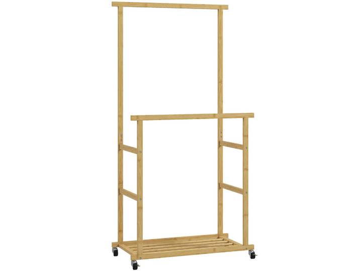 Homcom Garderobenständer Bambus Naturholz, Naturfarben, Bambusholz, 80x160x40 cm, Garderobe, Garderobenständer