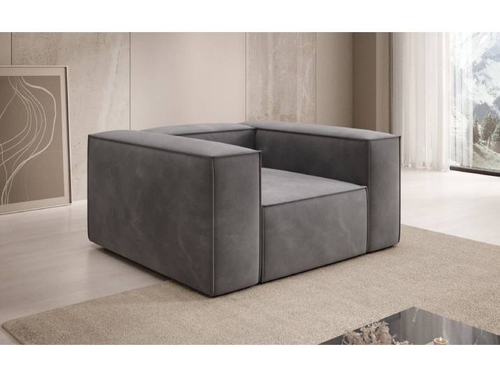 Designer Sofa-Sessel Lesley in Samt - Hellgrau - Samt - Luxusbetten24