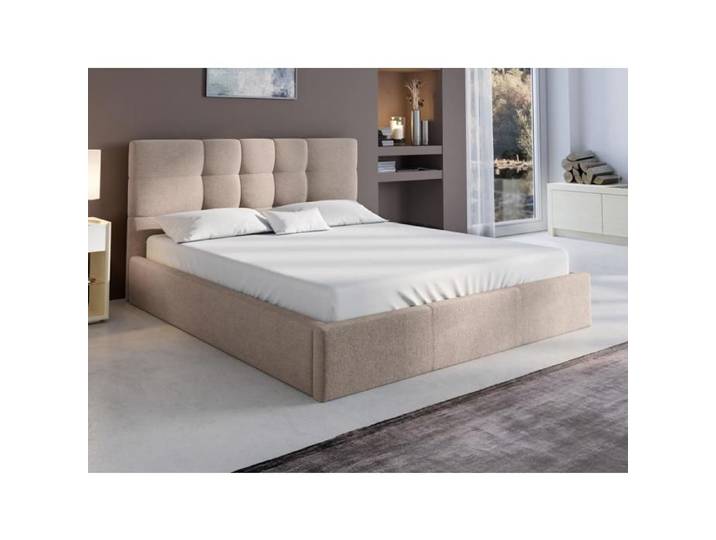 Lit coffre 140 x 190 cm - Tissu - Beige - ELIAVA