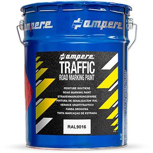 AMPERE Straßenmarkierungsfarbe Traffic Road Marking Paint, 5 kg, seidenglänzend, lösemittelhaltig, RAL 9016, weiß