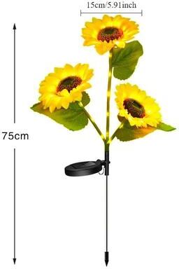Uplift Treasures Solar Sunflower LED Garden Light three Heads 1 Pc