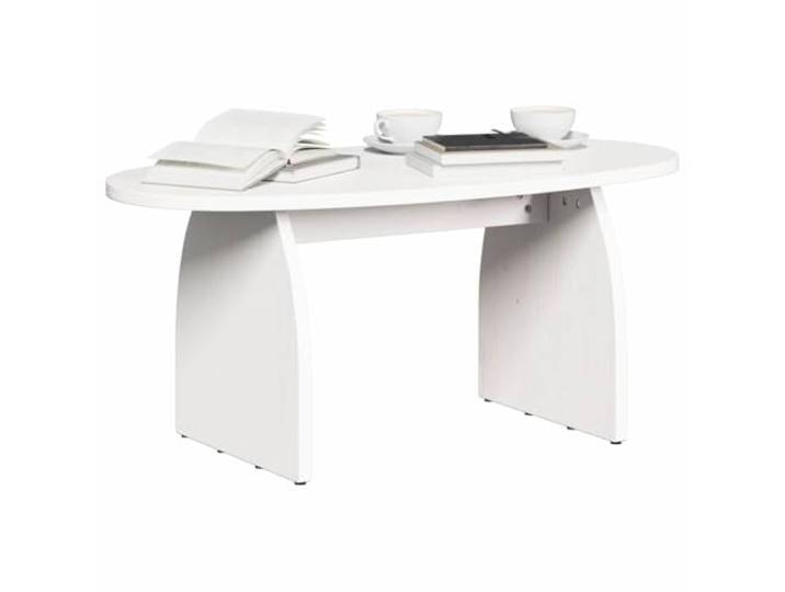 KTHLBRH Couchtisch weiß 80 x 40 x 35 cm Kiefer massiv Ovale Form, Landhausstil, Wohnzimmer, solide Oberfläche