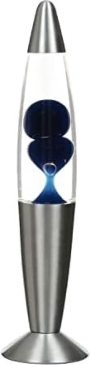 Lavalamp voor kinderen in blauw en zilver met glazen effect