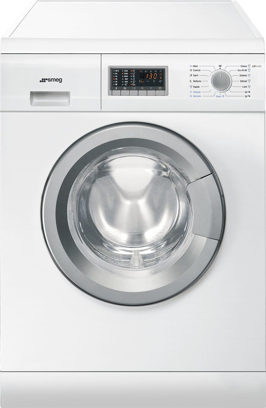 Smeg LSF147E, Frontlader, Freistehend, Weiß, Links, Tasten, Drehregler, LED