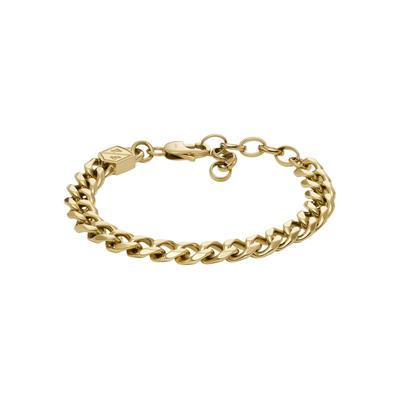 Edelstahlarmband FOSSIL "Schmuck Geschenk Edelstahl JEWELRY BOLD CHAINS", gold (gelbgoldfarben), Armbänder, Damen, Edelstahl, Edelstahlarmband