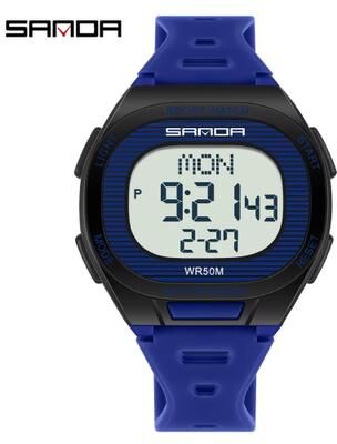 Inspired Finds SANDA 2195 Luxury Military Digital Sports Watch With LED Display And Dual Time blue