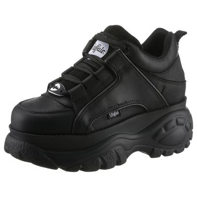 Sneaker BUFFALO, Damen, Gr. 40, Textil, schwarz, Leder, Schuhe Sneaker, Freizeitschuh, Ugly-Sneaker, Schnürschuh mit MemoryFoam-Innensohle
