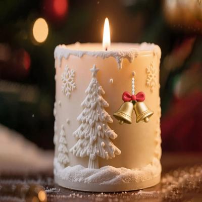 Uplifted Finds Christmas Snowflake Cylinder Candle Silicone Mold For DIY Wax Resin Decor a