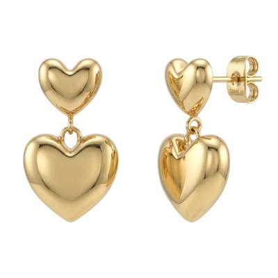 Paar Ohrhänger AMOR "Herzen", gold (gelbgoldfarben), Ohrringe, Damen, Edelstahl