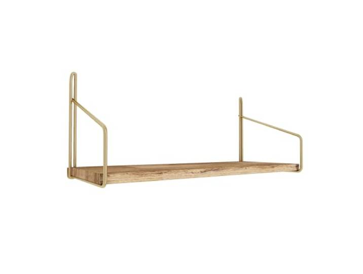 Hanah Home Wandregal aus Massivholz mit Metallhalterungen, 45 x 16 x 16 cm, Gold & Braun Tragkraft: 3 kg Modernes Industriedesign, einzigartige Textur