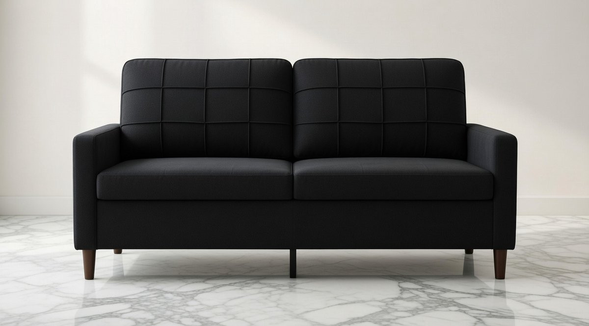 Moderne 2-Zits Fluwelen Sofa Zwart voor Woonkamer en Slaapkamer – House&Garden