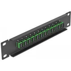Delock 10? LWL Patchpanel 12 Port SC Simplex grün 1 HE schwarz, Server Zubehör, Grün, Schwarz