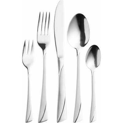 Besteck-Set MULEX "Alabama", silber (silberfarben), 30 Stk., Edelstahl 18/0, Essbesteck-Sets, kühles Design, diagonal, leicht geschwungene Linien