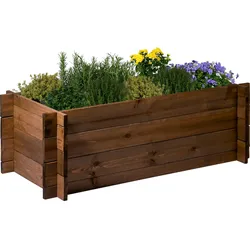 dobar Hochbeet mit Stecksystem, Pflanzkasten aus Massivholz, 117x58,5x38,5 cm, dunkelbraun, Kiefer