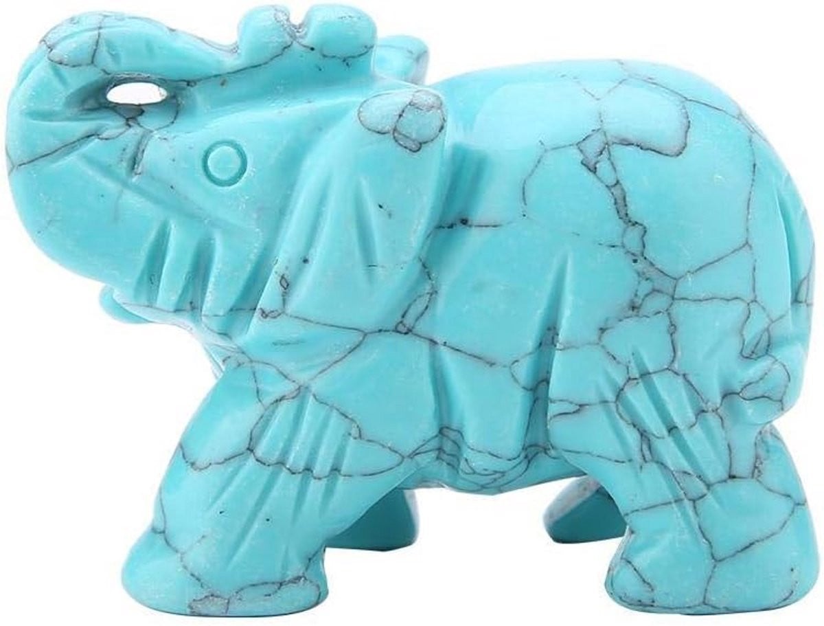 Handgesneden Jade Olifant Beeldje - Groen - Natuursteen Decoratie - Hoogte: 5 cm
