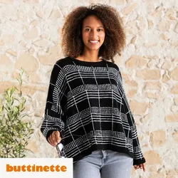 Strickanleitung – Poncho-Pullover im Karodesign aus Woll Butt Versailles