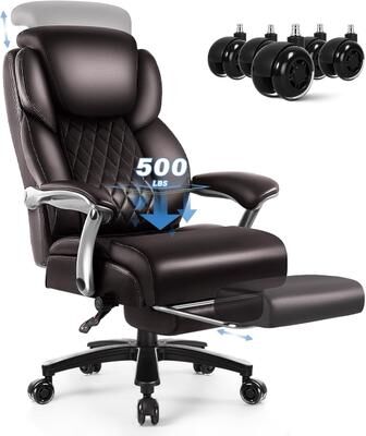 Bossin Big and Tall Executive Office Chair,500LBS Adjustable Lumbar Support Ergonomic Chair with High Back PU Leather Computer