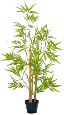 Kodotan sofa Artificial BamBoo Tree, 4Ft Fake Tree with Realistic LeaF and Natural Trunk, Decorative Plant in Nursery