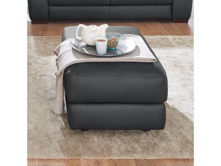 Hocker CALIA ITALIA Gaia, hochwertiger, edler Lederhocker mit erstklassigem Sitzkomfort , schwarz, B:67cm H:44cm T:90cm, Leder SORRENTO - 100% Leder;Leder BULL - 100% Leder, Hocker, Polsterhocker