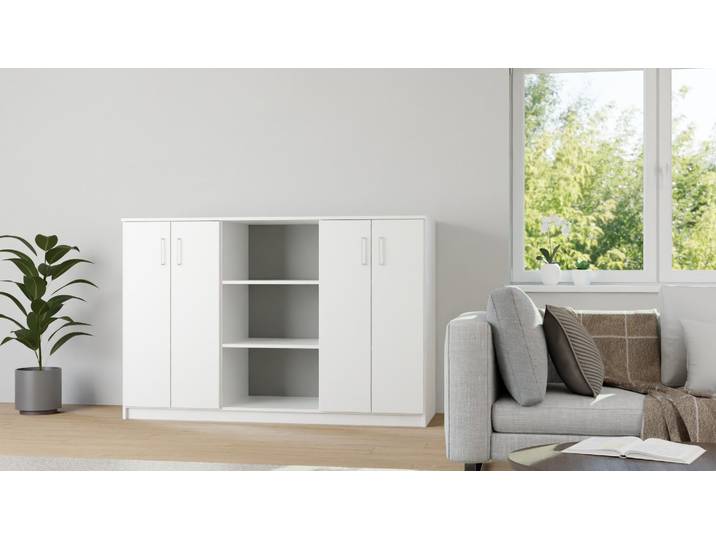 Armoire de classement basse MDF mélaminé MDF Blanc mat