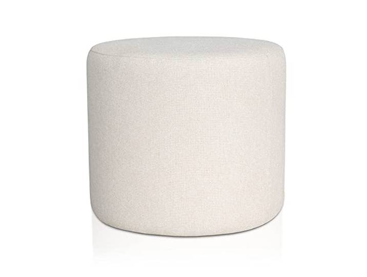Deshome Pouf hocker Fußstütze runden Ø 50 cm Wasserabweisender Stoff: Modernes Design Pouf für Sofa Wohnzimmer Schlafzimmer, Puff hocker, Pouffe Venere Cremeweiße