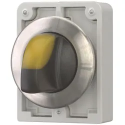 Eaton 188196 Leuchtwahltaste, RMQ-Titan, mit Knebelgriff, tastend, 3 Stellungen, gelb, Frontring Edelstahl M30I-FWLK3-Y