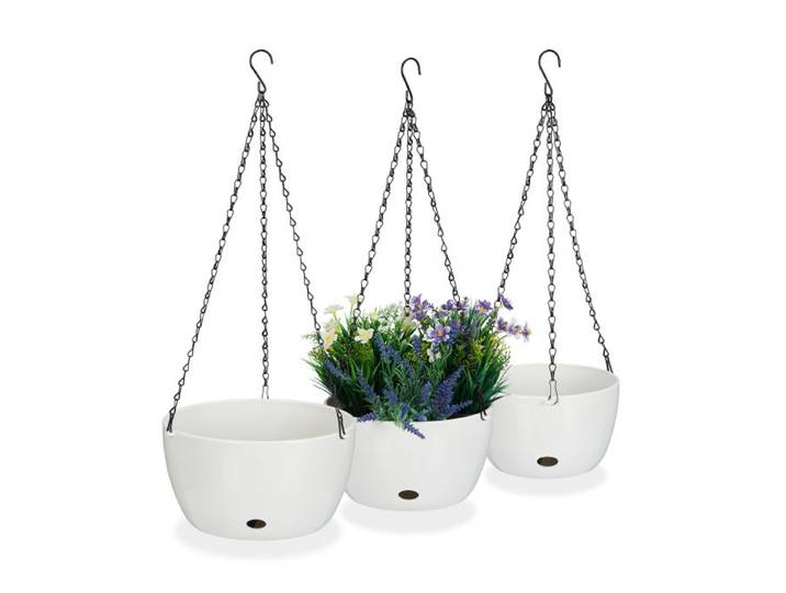 Relaxdays Blumenampeln mit Wasserspeicher 3er Set