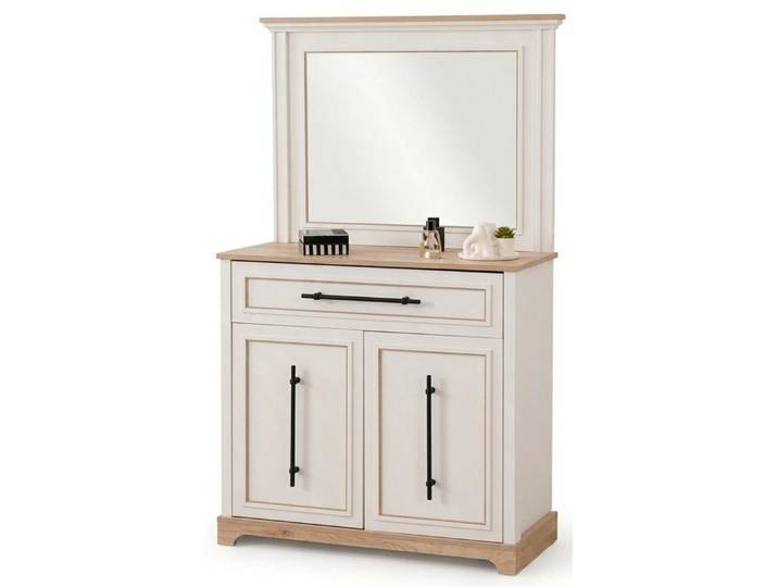 Xlmoebel Kommode Kommode Sideboard Beige Holz Spiegel Schublade Türen Modern Stauraum (1 St., 1-tlg)