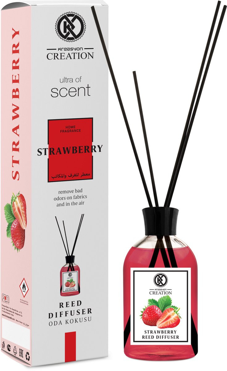 Kreasyon Creation Ultra of Scent Reed Diffuser met Geurstokjes - Aardbei - 50 ml