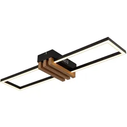 Deckenlampe Holzoptik Wohnzimmerlampe LED Deckenleuchte Designlampe Schlafzimmerlampe, 20W 1000lm warmweiß, LxH 60 x 6,6 cm