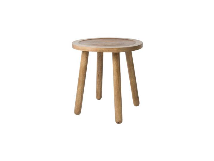 Table d'appoint en bois de manguier beige, sculptée, petite - Zui