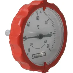 Thermometergriff rund integrierter Thermometer Ø 63 mm in Rot